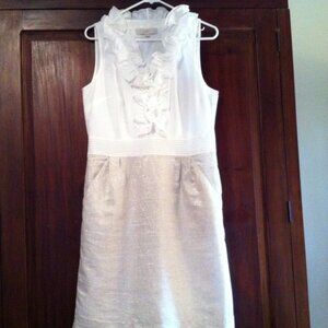 Ann Taylor Loft Dress Gold/White